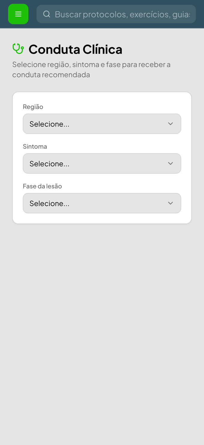 Conduta clínica por região, sintoma e fase